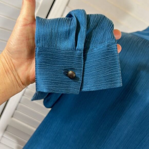 Soft Surroundings XL Shirt Blouse Roxanna Cupro Ink Blue NWT - Picture 9 of 13